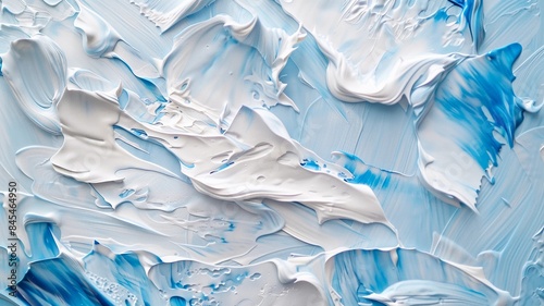 Wallpaper Mural Close-up of abstract white and blue paint texture, highlighting the layered brushstrokes and soft hues on canvas.
 Torontodigital.ca