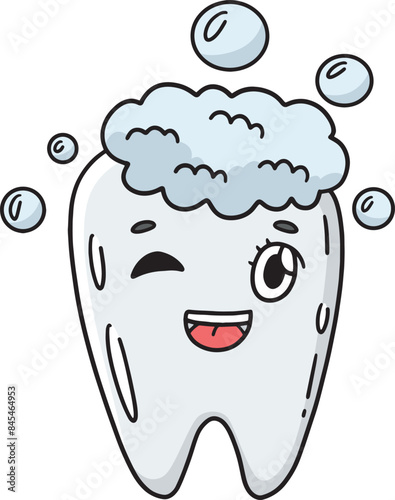 Dental Care Giant Smiling Tooth Cartoon Clipart