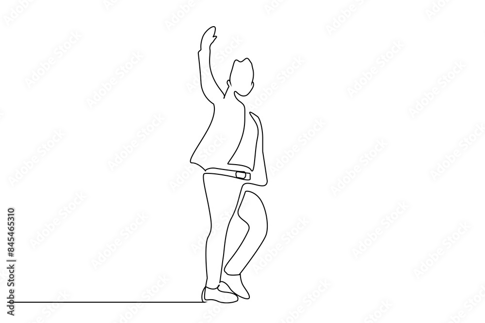 businessman man victory success greet happy one line art design businessman man victory success greet happy one line art design