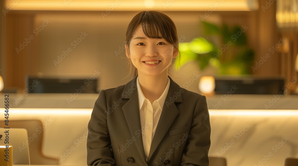 Warm Welcome: Tokyo's Grinning Front Desk Hostess Warm Welcome: Tokyo's Grinning Front Desk Hostess