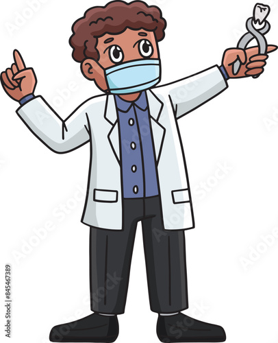 Dental Care Dentist Holding Tooth Cartoon Clipart