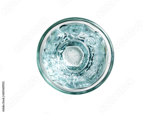 Crystal Clear: A Close-Up of Chilled Water top view isolated on white background