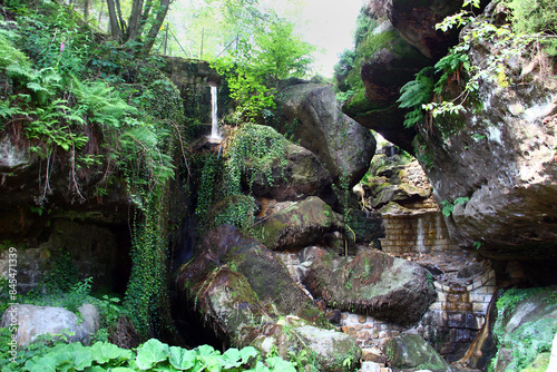 Lichtenhain Waterfall, a waterfall formed by the Lichtenhainer village brook and situated in the Kirnitzsch Valley in the Saxon Switzerland of Germany photo