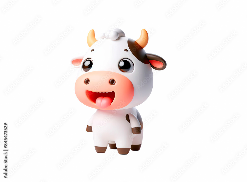 Cow funny toy isolated on white background, 3D carttoon illustration Cow funny toy isolated on white background, 3D carttoon illustration