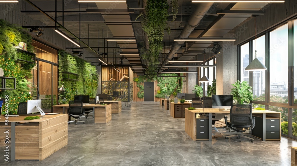 Fototapeta premium Modern Office with Green Living Walls