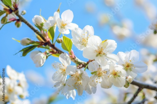 Springtime Elegance: White Cherry Blossoms in Bloom © IQRAMULSHANTO