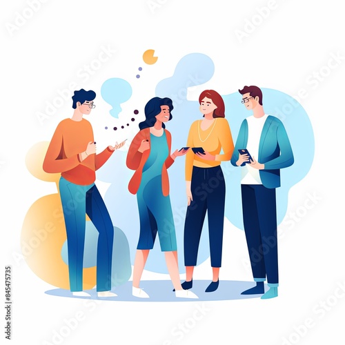 flat vector style illustration of a diverse group of people