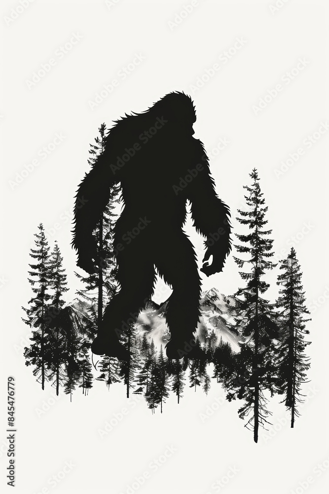 Fototapeta premium A large, furry creature is walking through a forest