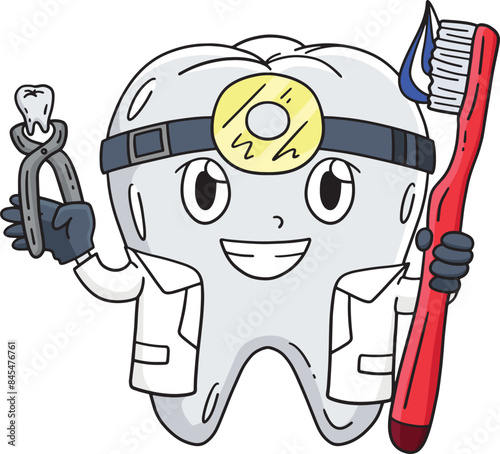 Dental Care Tooth as a Dentist Cartoon Clipart 