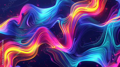 Vibrant Sumatraism art style background with abstract neon waves and dynamic colors photo