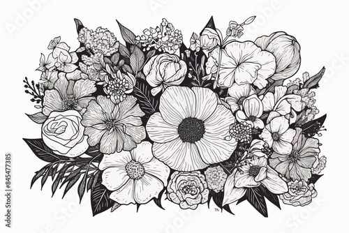 Wallpaper Mural Vector flowers. Vintage floral background. Botanical illustration. Wild bouquet. Torontodigital.ca