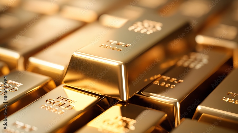 close up gold bars stack, gold for investment idea concept