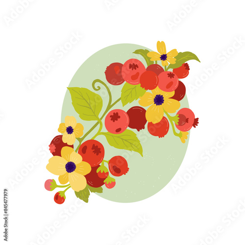Fruits abstract elements. Food and healsy composition. Modern trendy Matisse minimal style. Fruits poster, invite. Vector arrangements for greeting card or invitation design