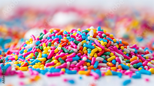 Pile of Colorful Candy Sprinkles Closeup