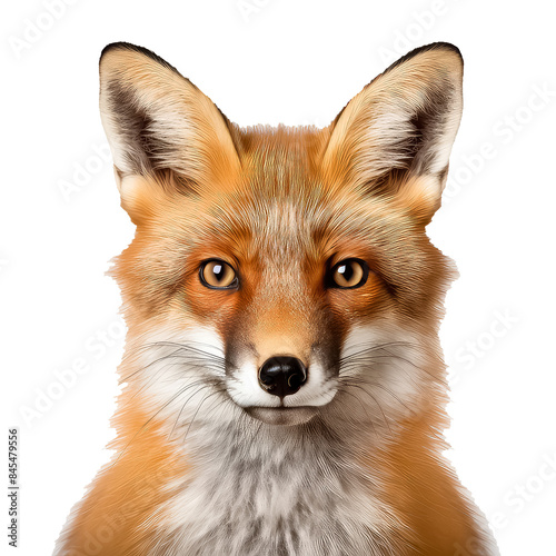 A fox is staring at the camera with its ears perked up