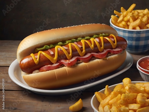hot dog with mustard
