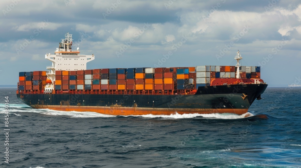 Busy shipping port with cargo containers and cranes Busy shipping port with cargo containers and cranes