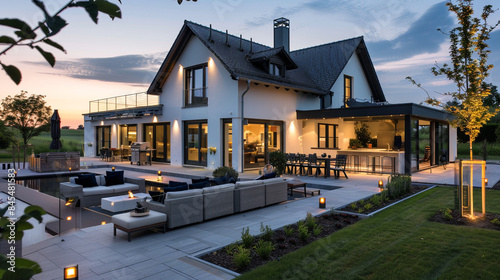 Modern German farmhouse with elegant design and spacious outdoor area