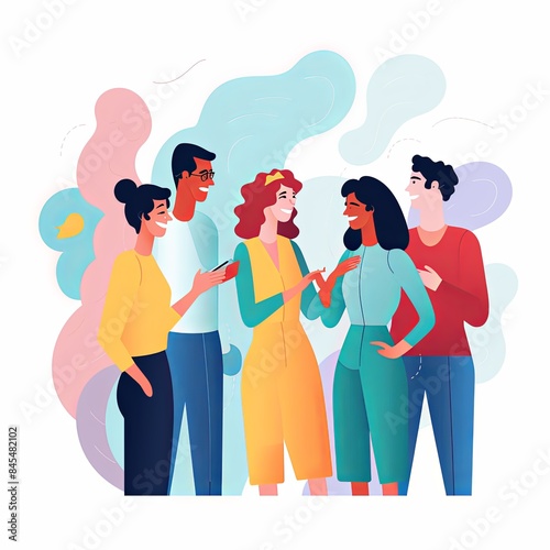 flat vector style illustration of a diverse group of people