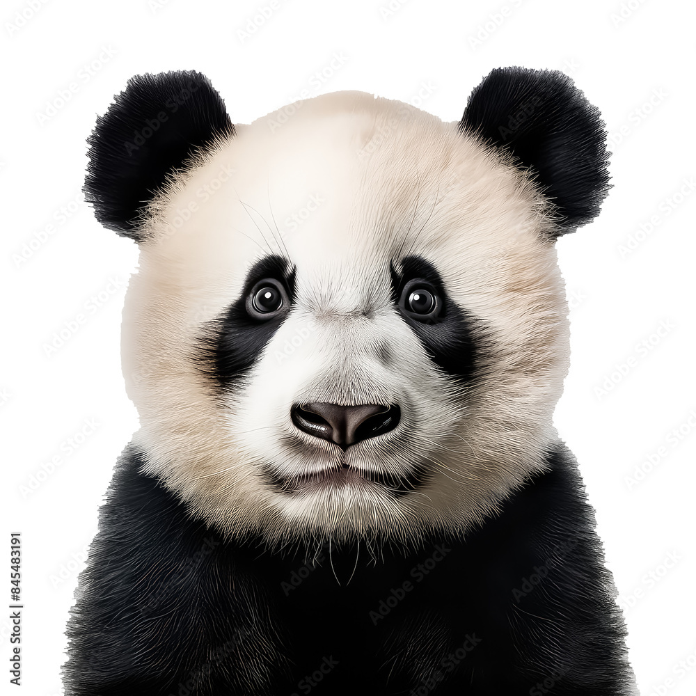 Naklejka premium portrait of sad panda on white background