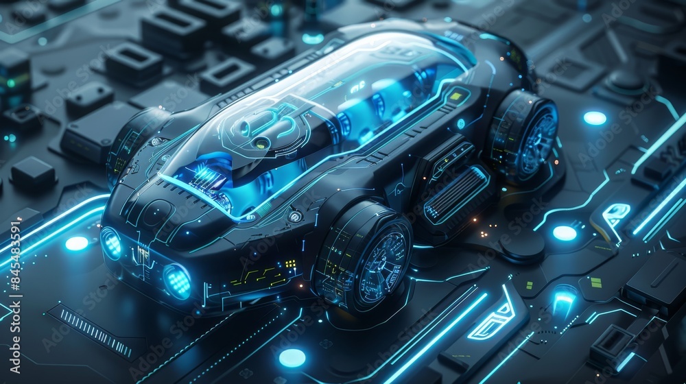 Futuristic 3D Product Design with Neon Blue Highlights - Innovation and Technology Concept Futuristic 3D Product Design with Neon Blue Highlights - Innovation and Technology Concept