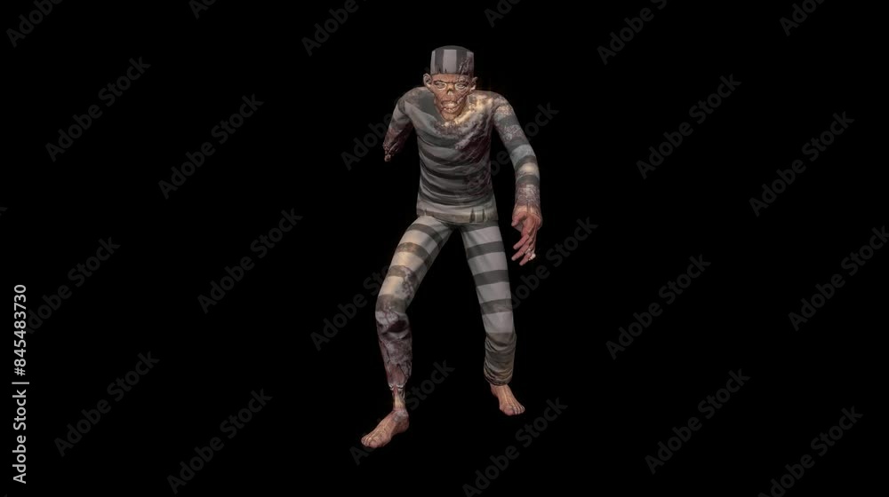3D rendering of a male zombie walking face down 3D rendering of a male zombie walking face down