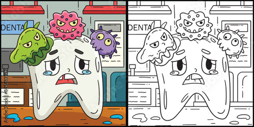 Dental Care Tooth Attacked Cavities Illustration