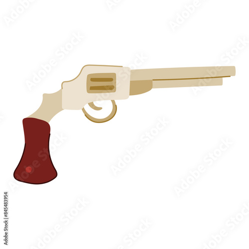 old wild west pistol cartoon. cowboy ern, handgun colt, antique saloon old wild west pistol sign. isolated symbol vector illustration