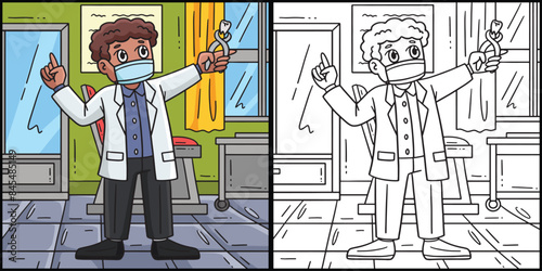 Dental Care Dentist Holding a Tooth Illustration