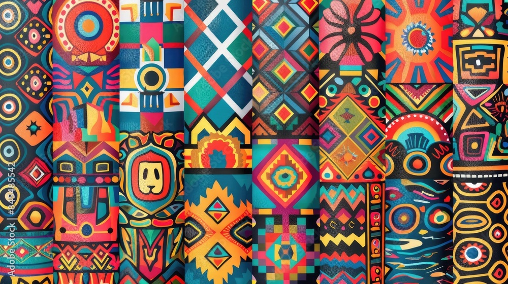 Colorful and Beautiful Examples of Geometric Ethnic Patterns