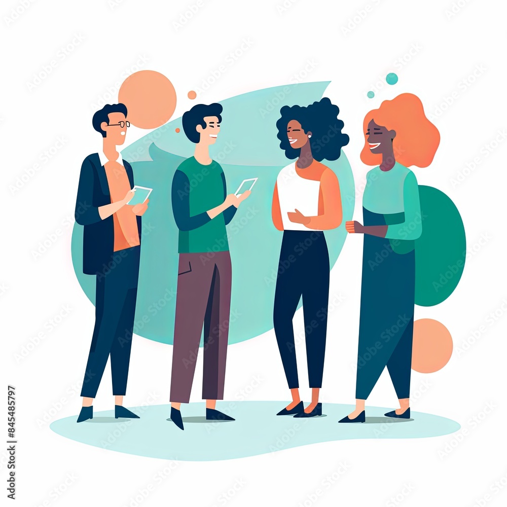 flat vector style illustration of a diverse group of people flat vector style illustration of a diverse group of people