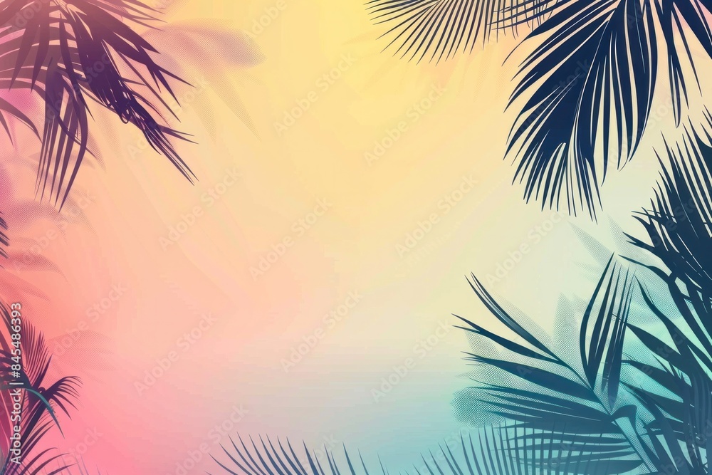 Summer tropical silhouette and gradient background.