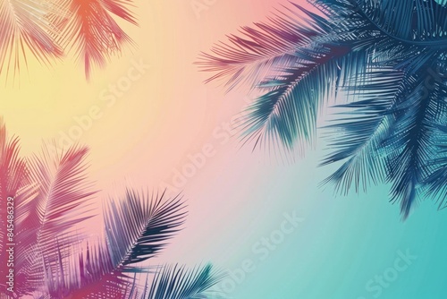 Summer tropical silhouette and gradient background.