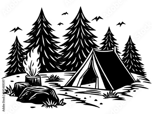camping ground logo illustration © Riswan