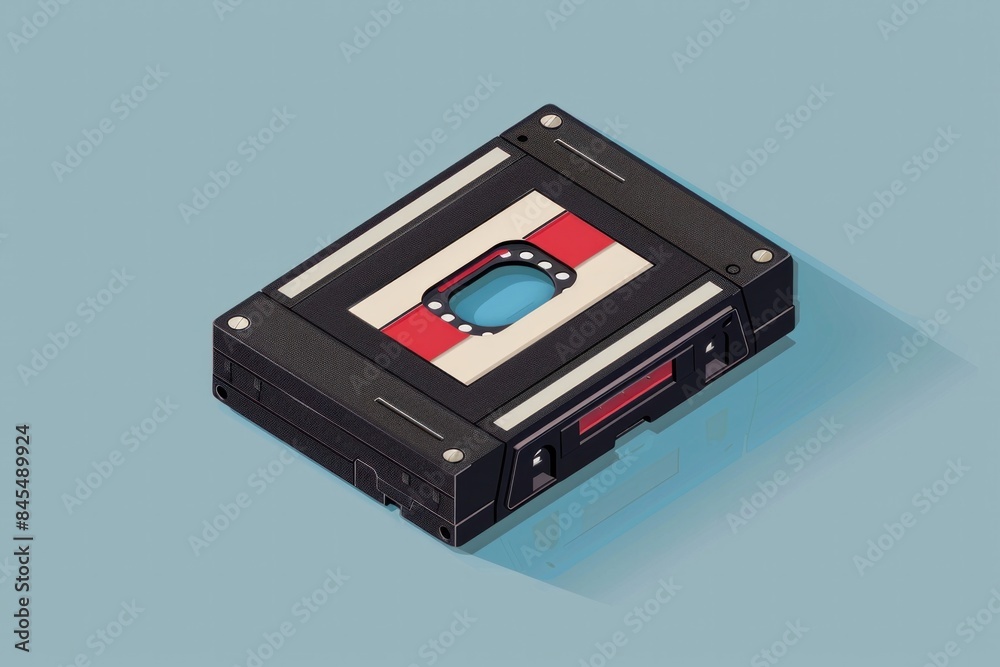 Obraz premium vector An audio cassette lying on a horizontal surface.