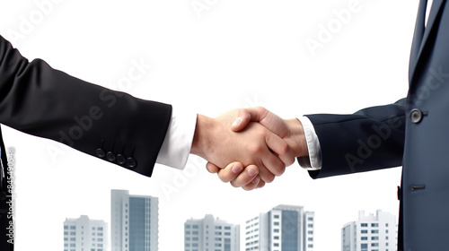 After signing the deal to purchase a new apar, lient shaking hands A backdrop that is isolated photo