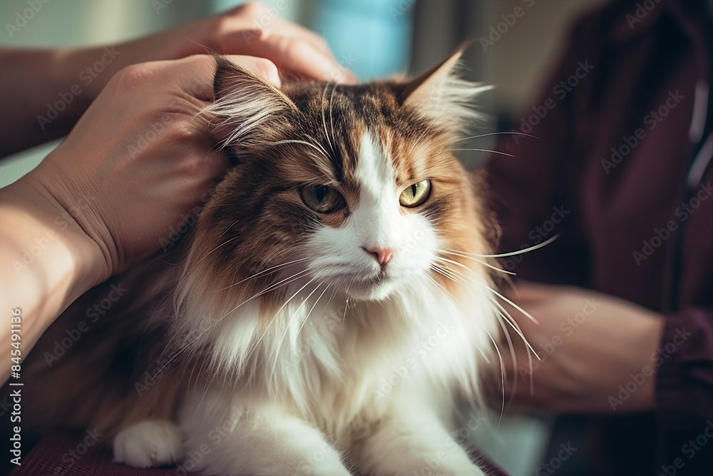 Created with generative AI image of veterinarian or animal doctor with a dog in veterinarian clinic office Created with generative AI image of veterinarian or animal doctor with a dog in veterinarian clinic office