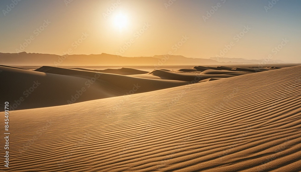 Naklejka premium Endless desert with waves of sand. Endless beautiful desert