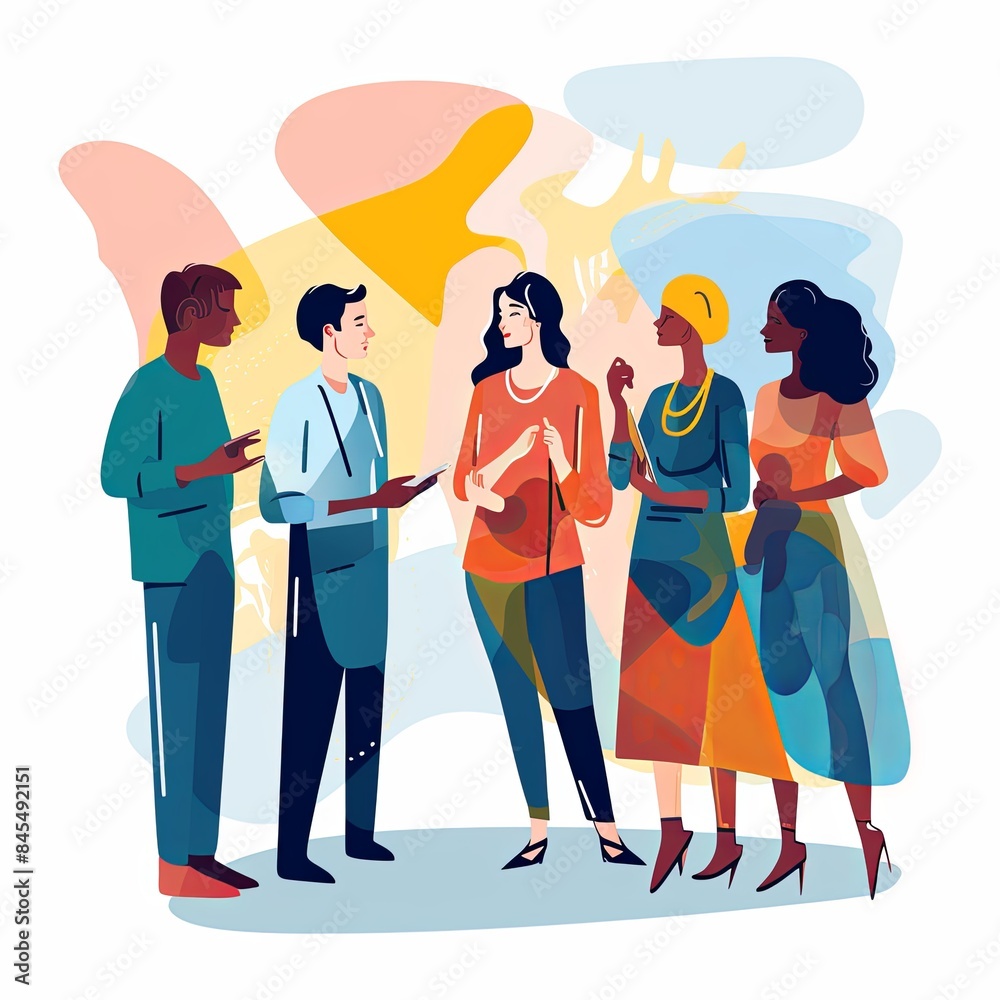 flat vector style illustration of a diverse group of people flat vector style illustration of a diverse group of people