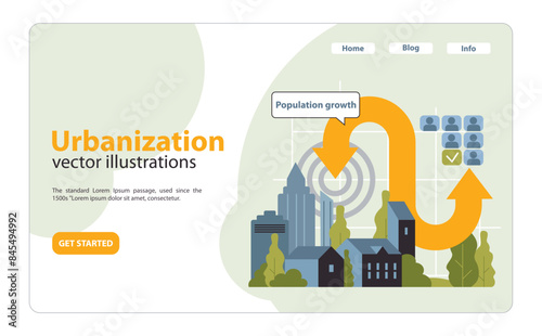 Urbanization concept. Flat vector illustration