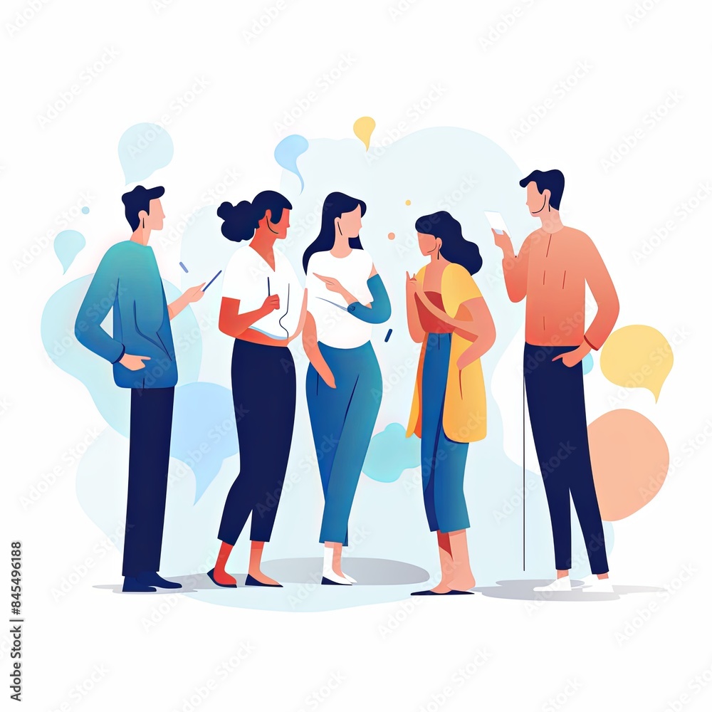 flat vector style illustration of a diverse group of people flat vector style illustration of a diverse group of people
