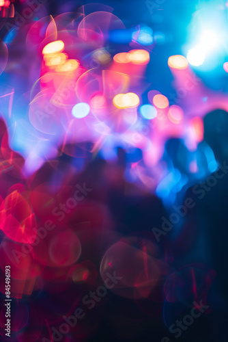 Colorful Concert Lights and Crowd in Bokeh