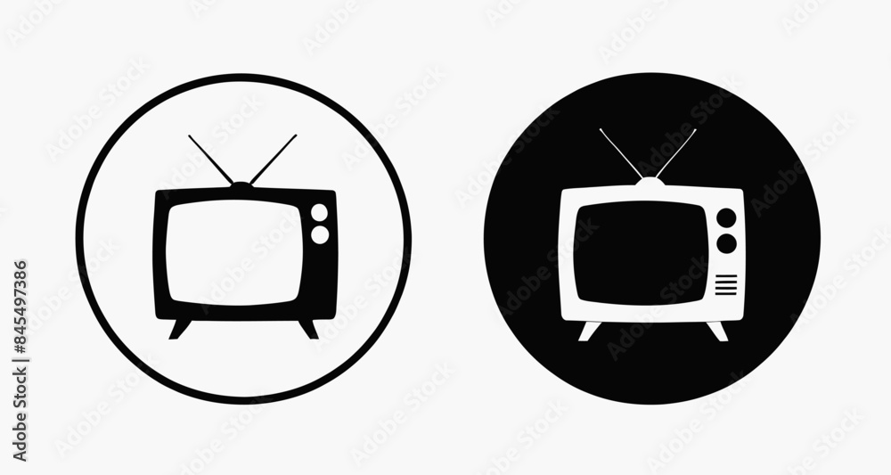 a black and white picture of a tv and a round object a black and white picture of a tv and a round object