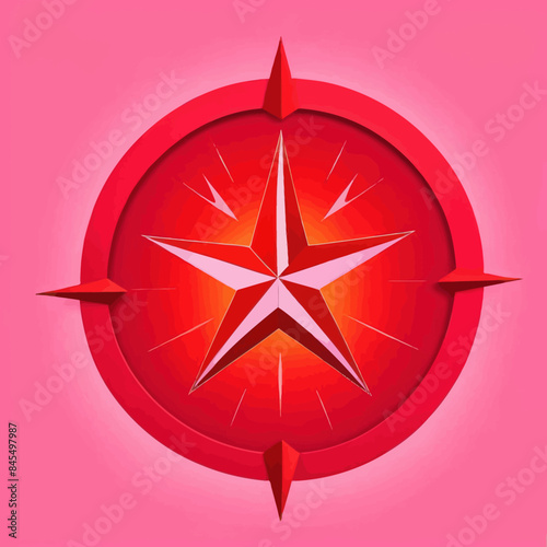 Wallpaper Mural a red and white star on a pink background Torontodigital.ca