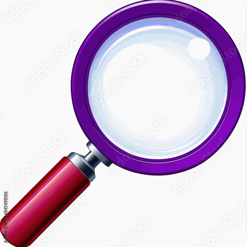 a magnifying glass with a red handle