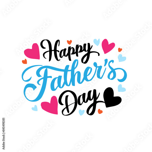happy fathers day calligraphy greeting text, typography illustration, vector, celebration 