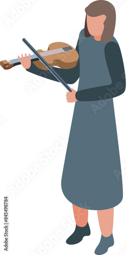 Professional violinist woman is playing classical music on stage