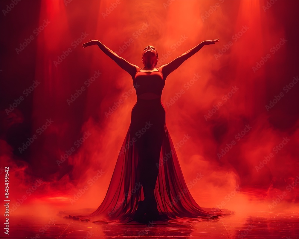 Dramatic Dancer Expressing Intense Passion and Emotion on Stage Dramatic Dancer Expressing Intense Passion and Emotion on Stage