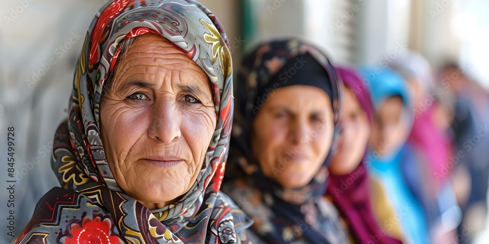 Refugees Patiently Queuing At Border Crossing Concept Refugee Crisis