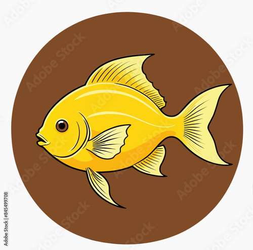 a yellow fish in a brown circle